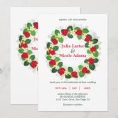 Invitation Fruits Fleurs Feuilles de Fraise Rouge Mariage (Devant / Derrière)