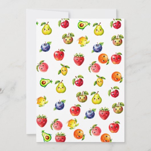 Invitation Fruits Kawaii Fruit à deux tti Fruit 2e anniversai (Dos)