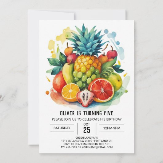 Invitation Fruits numériques Whimsical pour enfants Anniversa (Devant)