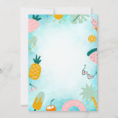 Invitation Fruits, Piscine Feuille de Palmier Fête d'annivers (Dos)