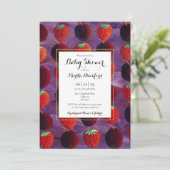 Invitation Fruits rouges Baby shower de campagne / Saupoudrer (Debout devant)