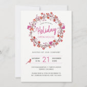 Invitation Fruits rouges couronnes hiver Holiday Open House (Devant)