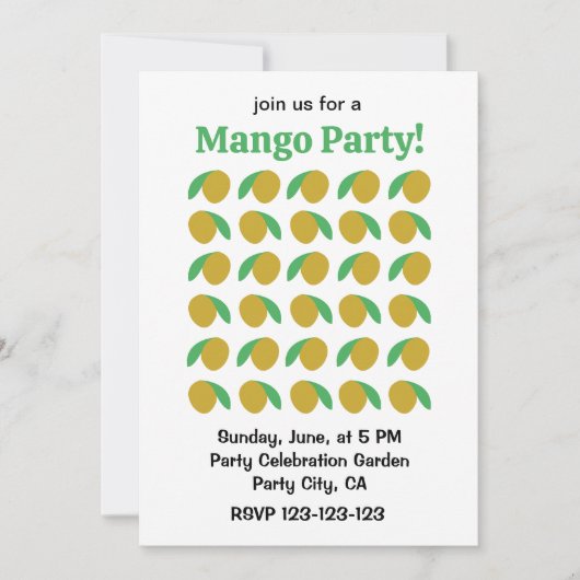 Invitation Fruits tropicaux de Mango (Devant)