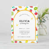 Invitation Fruits tropicaux mignons Anniversaire Thème d'été (Debout devant)