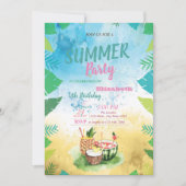 Invitation Fruits tropicaux, Palm Feuille fête d'été (Devant)