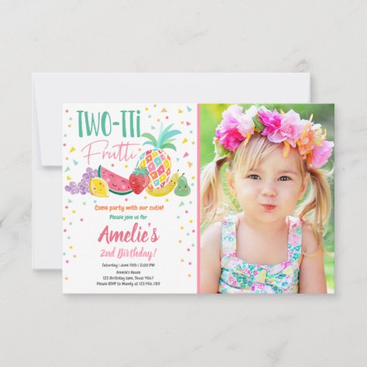 Invitation Fruits Tutti à deux tti Fruit d'anniversaire Fruit (Devant)