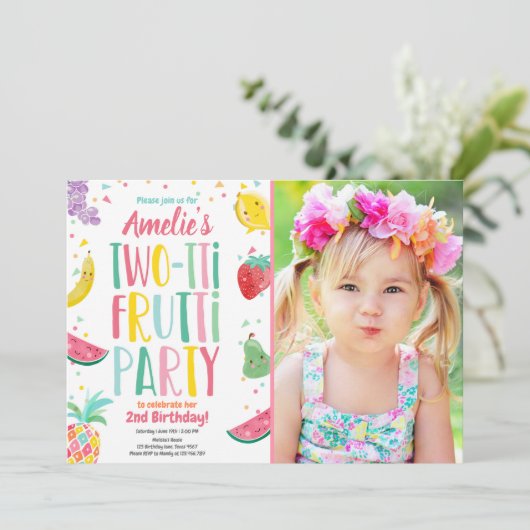 Invitation Fruits Tutti à deux tti Fruit d'anniversaire Fruit (Debout devant)
