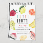 Invitation Fruits Tutti Aquarelle Fruit 2e anniversaire (Devant / Derrière)