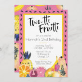Invitation Fruitti à deux tti Thème de fruits tropicaux 2ème  (Devant / Derrière)