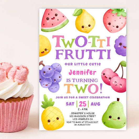 Invitation Frutti à deux tti ! Fruit à croûte rose Fille 2e a