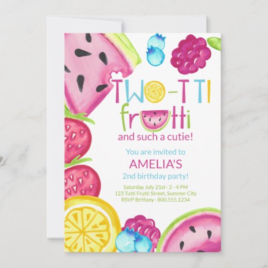 Invitation Frutti à deux tti Telle une Cutie Fruit d'été Anni (Devant)