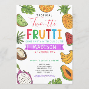Invitation Frutti à deux tti tropical Été Deuxième Anniversai