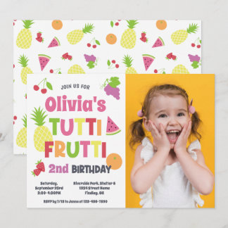 Invitation Frutti Tutti coloré Photo Anniversaire Fête N'impo