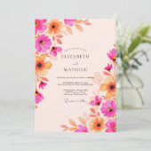 Invitation Fuchsia Apricot Radiant Watercolor Wedding (Debout devant)