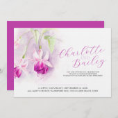 Invitation Fuchsia aquarelle art rose profond paysage mariage (Devant / Derrière)