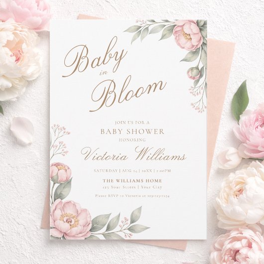 Invitation Fuchsia Bébé en Fleur Baignade Bébé