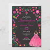 Invitation Fuchsia & Black Broidery Quinceañera (Devant)