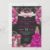 Invitation Fuchsia & Black Cowgirl Western Charro Quinceanera (Devant)