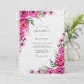 Invitation Fuchsia Blossom Romance Wedding (Debout devant)