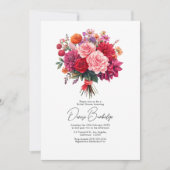 Invitation Fuchsia, Blush & Corail Fête de Mariage Florale Lu (Devant)