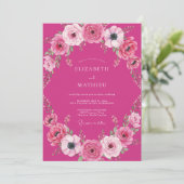 Invitation Fuchsia Bold Watercolor Romantic Wedding (Debout devant)