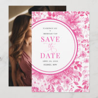 Fuchsia Chinoiserie rose Mariage Enregistrer la da