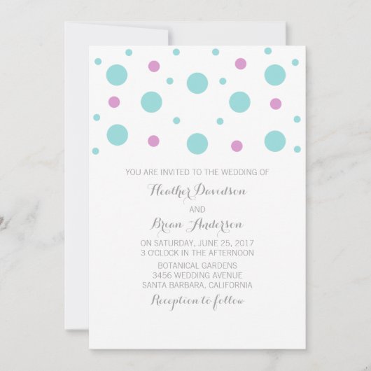 Invitation Fuchsia Confetti Mariage Turquoise (Devant)