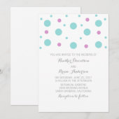 Invitation Fuchsia Confetti Mariage Turquoise (Devant / Derrière)