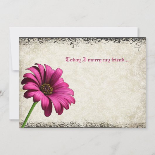 Invitation Fuchsia Coral Orange Gerber Daisy Wedding Invitati (Dos)