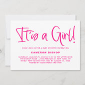 Invitation Fuchsia Cute Calligraphy C'est un Baby shower fémi (Devant)