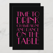 Invitation fuchsia de Bachelorette d'années '20 (Devant / Derrière)