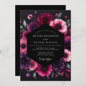 Invitation Fuchsia Dramatic Anemone Wedding (Devant / Derrière)