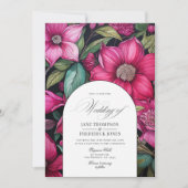 Invitation Fuchsia, Emerald Green et Black Floral Mariage (Devant)