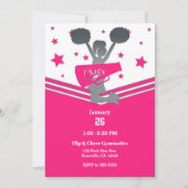 Invitation Fuchsia et Étoiles Blanches Fête de Cheerleading (Dos)