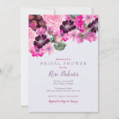 Invitation Fuchsia et Fête des mariées florale de prune (Devant)