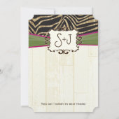 Invitation Fuchsia et Olive Barn Wood Zebra Imprimer Mariage (Dos)
