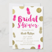Invitation Fuchsia et points dorés et ananas Baby Shower pour (Devant)