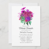 Invitation Fuchsia et Purple Shabby Floral Douche virtuelle (Devant)