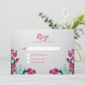 Invitation Fuchsia et Turquoise Mariage Rsvp (Debout devant)