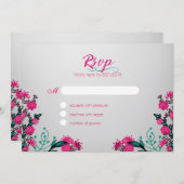 Invitation Fuchsia et Turquoise Mariage Rsvp (Devant / Derrière)