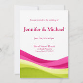 Invitation Fuchsia et vert citron mariage moderne tout-en-un (Devant)