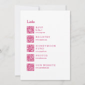 Invitation Fuchsia et vert citron mariage moderne tout-en-un (Dos)