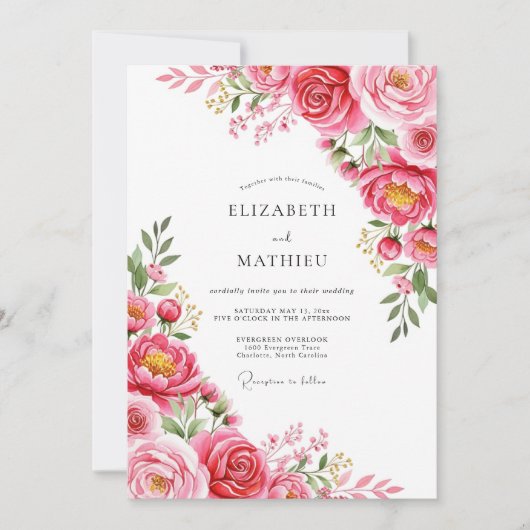 Invitation Fuchsia Exquisite Spring Wedding (Devant)