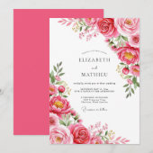 Invitation Fuchsia Exquisite Spring Wedding (Devant / Derrière)