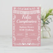 Invitation Fuchsia Feliz Cumpleaños 60e Anniversaire (Debout devant)