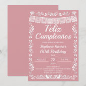 Invitation Fuchsia Feliz Cumpleaños 60e Anniversaire (Devant / Derrière)
