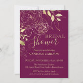 Invitation Fuchsia Fête des mariées florale moderne rose & or (Devant)