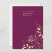 Invitation Fuchsia Fête des mariées florale moderne rose & or (Dos)