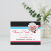Invitation Fuchsia Fleur Rose & Aqua Mariage Save the Dates (Debout devant)