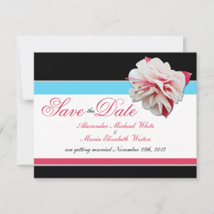 Invitation Fuchsia Fleur Rose & Aqua Mariage Save the Dates